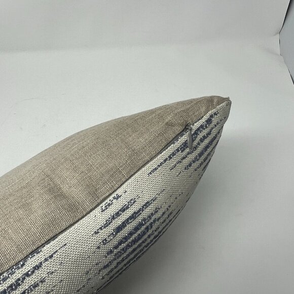 Room and Board throw pillow accent cream blue diamond soft feathers lumbar 12x22 - Picture 4 of 6